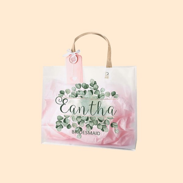 Personalisierte Eukalyptus PVC Hochzeit Geschenk Tasche Brautjungfer Dankeschön Geschenk Tasche Brautdusche Bachelorette Party Favorit