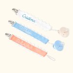Attache sucette personnalisée Ruban de broderie Attache sucette s'adapte à la plupart des sucettes Jouet d'éveil Cadeau de naissance