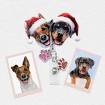 Porte-Badge Personnalisé avec Portrait Animale Accessoire de Carte avec Breloque Patte Pailletée Cadeau Noël Thanksgiving pour Infirmière Vétérinaire