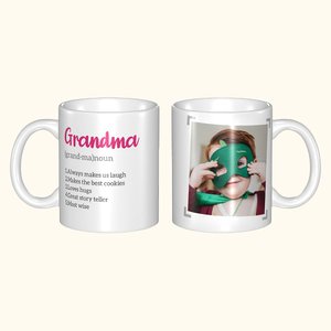 Gepersonaliseerde definitie van oma foto keramische mok koffiekop verjaardag kerstcadeau voor grootouders familie