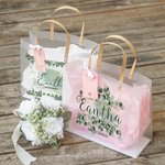 Personalisierte Eukalyptus PVC Hochzeit Geschenk Tasche Brautjungfer Dankeschön Geschenk Tasche Brautdusche Bachelorette Party Favorit