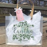 Personalisierte Eukalyptus PVC Hochzeit Geschenk Tasche Brautjungfer Dankeschön Geschenk Tasche Brautdusche Bachelorette Party Favorit