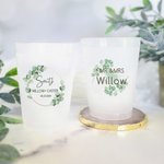Personalisierte Eukalyptus gefrostet Hochzeit Tassen 12oz 16oz wiederverwertbare Drinkware Satz von 10 Engagement Braut Dusche Bachelor Party Supplies