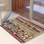 Personalized Welcome To My House The Humans Just Live Here With Me Door Mat Home Decoration Birthday Christmas Gift for Pet Owner