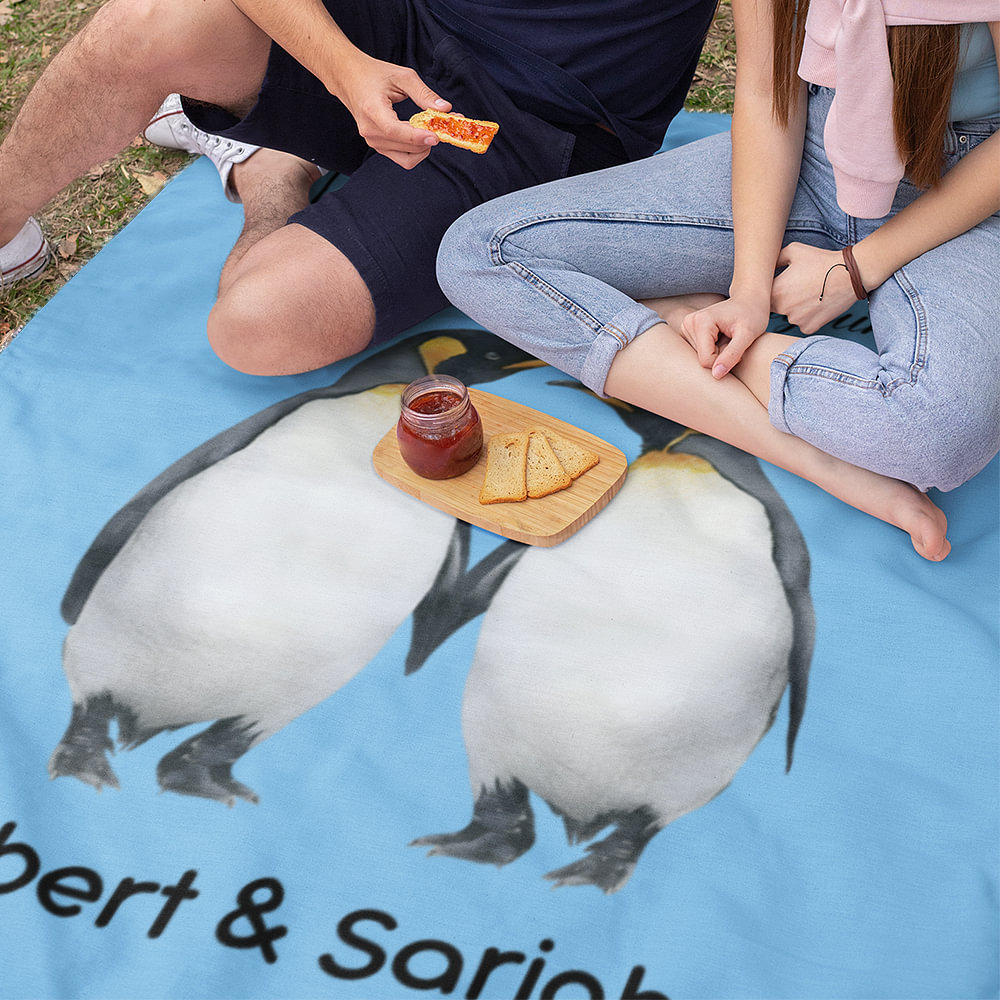 Personalisierte Pinguin-Paar-Decke