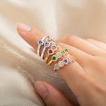 Henkilökohtainen Elegantti 1-5 Birthstones rengas Zirkoni äitienpäivä syntymäpäivälahja äidille isoäiti