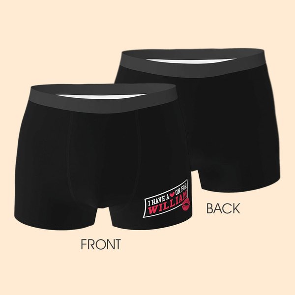 Personalized Lip Print Soft Men's Underwear Boxer Briefs with Name Valentine's Day Christmas Gift for Husband Boyfriend