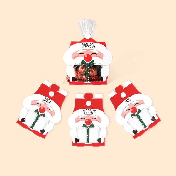 Gepersonaliseerde Kerstman Traktatiezak Kerstmis Tafelfeest Feest Favoriet Cadeau voor Kinderen Familie Vriend Set van 4
