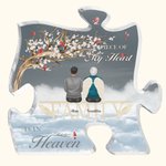 Personalized A Piece Of My Heart Is In Heaven Puzzle Acrylic Ornament Memorial Desk Decor Gift for Family Friend