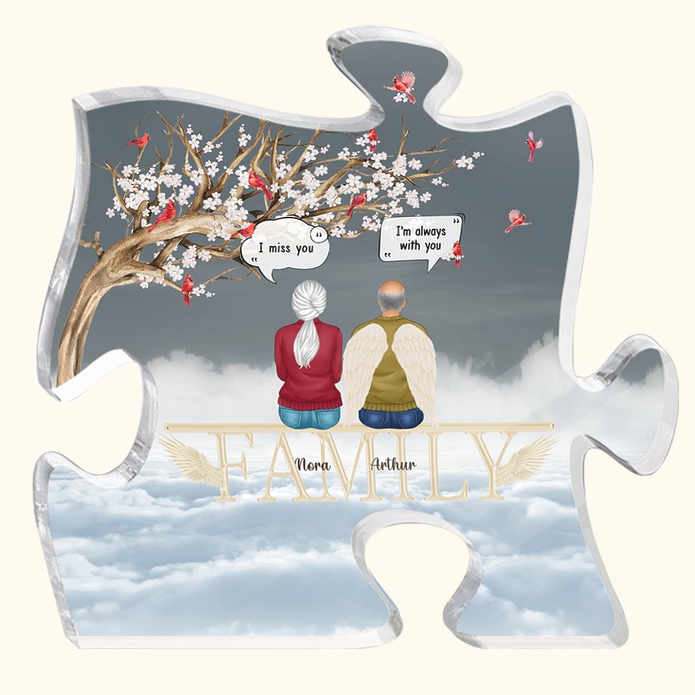 Personalisierte Ich bin immer bei dir Puzzle Acryl Ornament Schreibtisch Dekor Weihnachten Memorial Geschenk für Familie