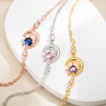Personalized Moon Sun Star Bracelet Birthstone Bracelet with Adjustable Chain Mother's Day Christmas Jewelry Gift for Women Girls