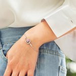 Personalized Moon Sun Star Bracelet Birthstone Bracelet with Adjustable Chain Mother's Day Christmas Jewelry Gift for Women Girls