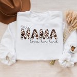Sweat-shirt Personnalisé avec Nom This Mama Loves Her Herd Highland Cow Cadeau Fête des Mères Anniversaire pour Maman Grand-mère