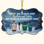 Personalized Side By Side Or Miles Apart Irregular Shape Ceramic Ornament Christmas Gift Memorial Gift for Family