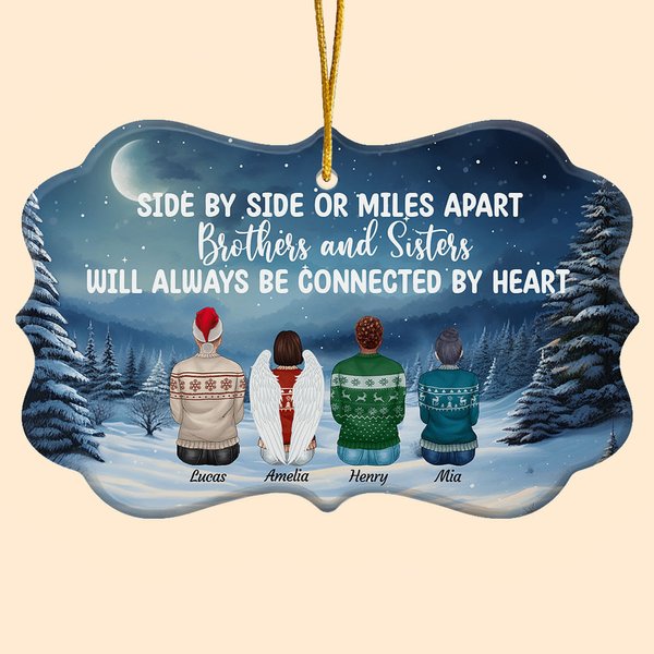 Personalized Side By Side Or Miles Apart Irregular Shape Ceramic Ornament Christmas Gift Memorial Gift for Family