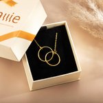 Personalized Interlocking Circles Double Rings Necklace with Engraved Name Valentine's Day Anniversary Gift for Women