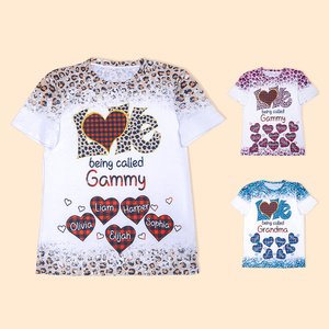 T-Shirt Personnalisé avec 1-12 Noms Enfants Thème Love Being Called Grandma Cadeau Fête Famille pour Grand-Mère Maman