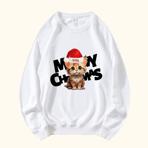 Gepersonaliseerd Lief Hond Kat Portret Kerstmis Unisex Sweatshirt Kerstcadeau voor Familie Kid Huisdierliefhebber