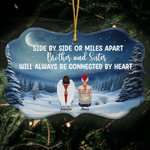 Personalized Side By Side Or Miles Apart Irregular Shape Ceramic Ornament Christmas Gift Memorial Gift for Family