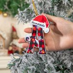 Décoration Noël en Bois Forme de Lettre Style Plaid Ornement Suspendu de Maison et d'Arbre Noël Spain Cadeau pour la Famille