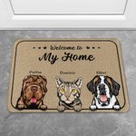 Tapis de porte personnalisé Welcome To Our Home Décoration de la maison Anniversaire Cadeau de Noël pour propriétaire d'animal de compagnie