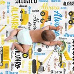 Gepersonaliseerde Bouwwagen Ontwerp Fleece Sherpa Deken met Naam Verjaardag Verjaardagscadeau voor Baby's Kinderen
