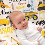 Gepersonaliseerde Bouwwagen Ontwerp Fleece Sherpa Deken met Naam Verjaardag Verjaardagscadeau voor Baby's Kinderen