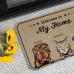 Tapis de porte personnalisé Welcome To Our Home Décoration de la maison Anniversaire Cadeau de Noël pour propriétaire d'animal de compagnie