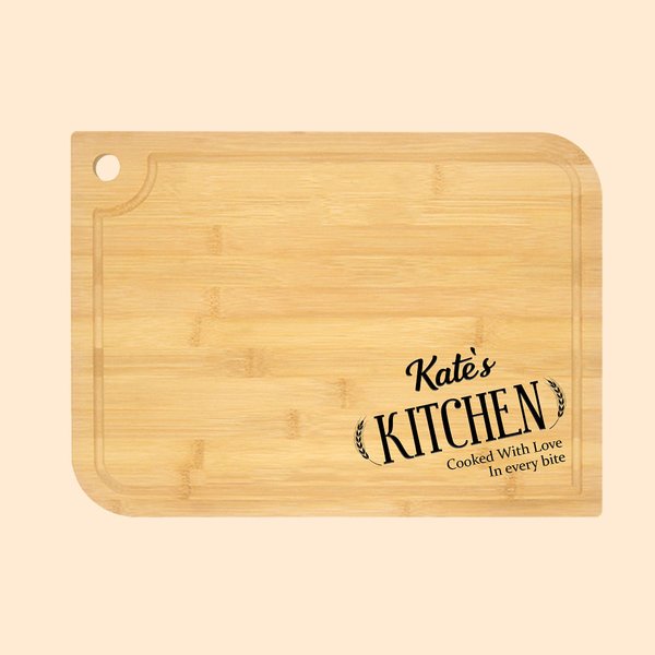 Personalised Her Kitchen Chopping Board with Engraved Text Thanksgiving Gift Birthday Gift for Cooking Lover