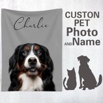Personalised Pet Photo Name Soft Blanket Birthday Christmas Gift for Dog Puppy Cat