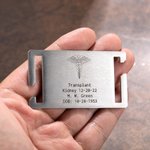 Etiquette de sac à dos en acier inoxydable personnalisée avec icône et texte gravés Cadeau militaire pour lui