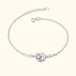 Personalized Moon Sun Star Bracelet Birthstone Bracelet with Adjustable Chain Mother's Day Christmas Jewelry Gift for Women Girls