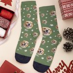 Chaussettes Personnalisées avec Nom et Portrait de l'Animal Cadeau Anniversaire Saint-Valentin pour Amateurs Propriétaires des Chiens