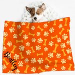Personalized Muti-colour Cute Paw and Bone Soft Pet Name Blanket Christmas Birthday Gift for Cat Dog Pet