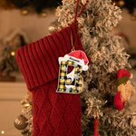 Décoration Noël en Bois Forme de Lettre Style Plaid Ornement Suspendu de Maison et d'Arbre Noël Spain Cadeau pour la Famille