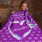 Personalized Gradient Handprints Love Heart Multi Colour Family Blanket with 1-13 Names Christmas Day Mother's Day Gift for Grandmother Mother