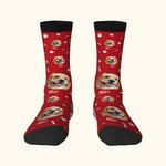 Chaussettes Personnalisées avec Nom et Portrait de l'Animal Cadeau Anniversaire Saint-Valentin pour Amateurs Propriétaires des Chiens