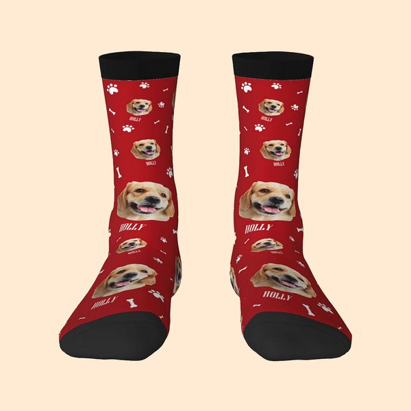 Personalisierte Lange Tierporträt-Socken mit Namen in Mehrfarben Niedliches Weihnachts- und Geburtstagsgeschenk für Tierbesitzer Tierliebhaber