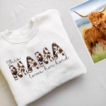 Sweat-shirt Personnalisé avec Nom This Mama Loves Her Herd Highland Cow Cadeau Fête des Mères Anniversaire pour Maman Grand-mère
