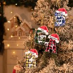 Décoration Noël en Bois Forme de Lettre Style Plaid Ornement Suspendu de Maison et d'Arbre Noël Spain Cadeau pour la Famille