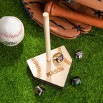 Personalizada de béisbol Softbol Campeonato Homeplate apilados de madera titular del anillo con el texto grabado Navidad Cumpleaños Regalo para los am