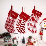 Calza di Natale personalizzata Calza a maglia ricamata con nome Borsa regalo Decorazione per la casa Regalo di Natale per la famiglia Bambini