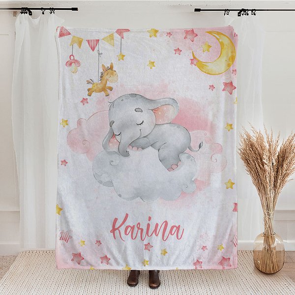 Manta de elefante para bebé personalizada Sweet Dreams con nombre Decoración del hogar Regalo de Navidad Regalo de cumpleaños para niño