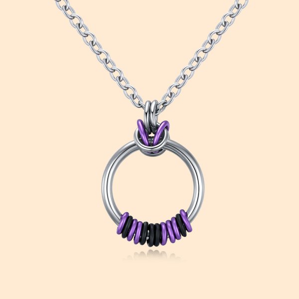 Personalised Morse Code Hidden Message Anodized Circle Necklace Collars Jewellery Submissive Necklace Birthday Anniversary Gift for Women