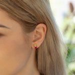 Personalizado lindo Highland Vaca Pendientes de plata esterlina con el corazón de piedra de cumpleaños Joyería delicada cumpleaños Día de San Valentín de regalo para las mujeres niñas