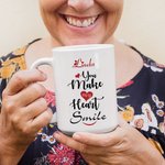 Taza de Cerámica Personalizada You Make My Heart Smile con Nombre y Texto 11oz/15oz Taza de Café Aniversario Regalo de Navidad para Amigo Pareja