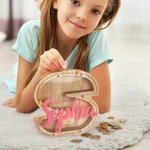 Tirelire de Lettre Personnalisée avec Nom Tirelire en Bois avec Plaque Acrylique Cadeau Anniversaire Fête pour Enfant