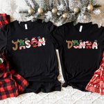 Personalised Lovely Christmas Family Matching T-shirt Sweatshirt Baby Onesie Name Garment Merry Christmas Gift for Mother Father Kids