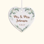 Personlig Laurels of Love Hjerteformet keramisk anheng Ornament Bryllup Dekor Bryllup julegave til nygifte par