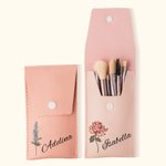 Personalised Watercolour Birth Flower Makeup Brush Bag with 8 Pcs Makeup Brushes Birthday Wedding Christmas Gift for Her